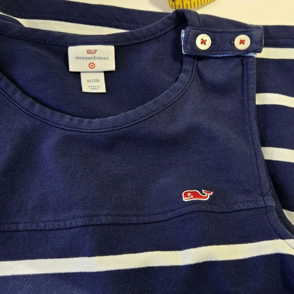 Vineyard Vines For Target Girls Nautical Navy Blue Tank Striped Dress Size M 7/8